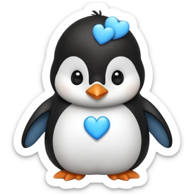 loving cute penguin whit blue hearts around him sticker