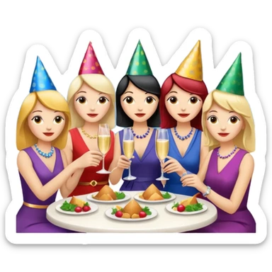 Coachella joint bachelorette group reunion in San Francisco having drinks and dinner sticker