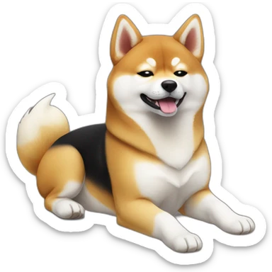 shiba inu full body sit photo 3/4 back paws like lying down sticker