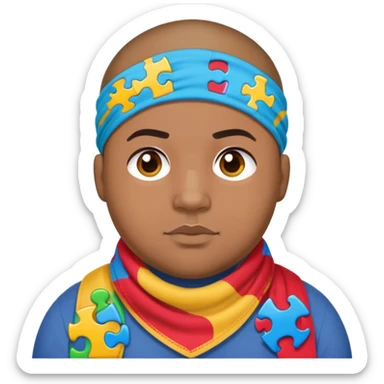 darius black man autistic chubby lock in emoji buzzcut puzzle bandana with different color sticker