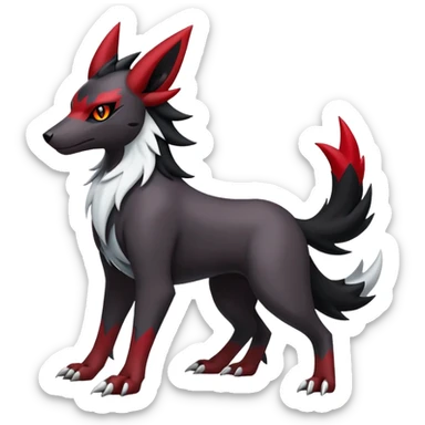 Shiny Exotic Excessive Mysterious Houndoom-HMightyena-Zorua-Zoroark-Zangoose-Houndour-Pokémon-Fakémon-hybrid-creature (full body) sticker