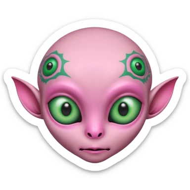 tatted pink alien head sticker