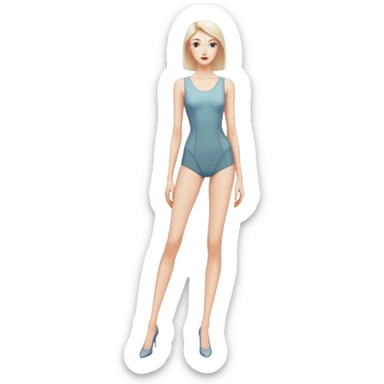 Tall slender woman with elongated arms and legs, sharp angular facial features with high cheekbones and defined jawline sticker