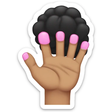 One Black fist with five fingers and pink nails  sticker