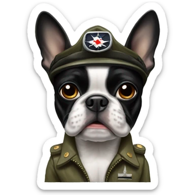 boston terrier world war 2 fighter pilot sticker