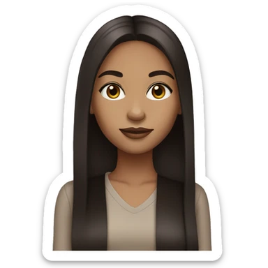 lightskin girl with long straight dark brown hair with middle part and lashes sticker