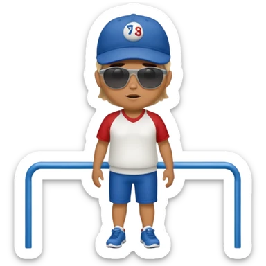 stocky man watching a track meet full length sticker