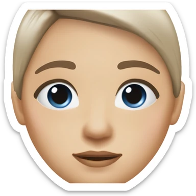 Slavic woman with blue eyes, eyes look up, fair skin, straight gradient medium length hair, eyes makeup, dressed in white T-shirt and office black jacket, one side of hair is tucked behind the ear. sticker