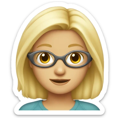 Blond girl woth goggle sticker