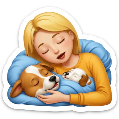 A dog licking in a persons face while they are sleeping sticker