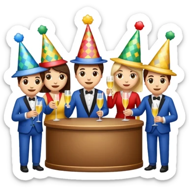 I want a set of pixel style emoji depicting a bottle of water, people having a party and a festival circuls cabinet sticker