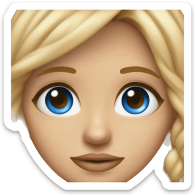 crea un amoji de una chica de 30 años, con el pelo largo, balayaje rubio claro en puntas y raiz más oscura, piel tono medio, color de ojos azul, piercing en la nariz del lado izquierdo. sonris sticker