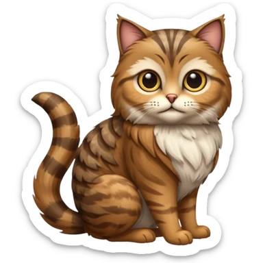A animal with a Owl body brown tabby cat head and tail sticker