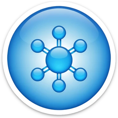 A network node emoji, minimal and colorful with clear outlines, rounded or circular shape sticker