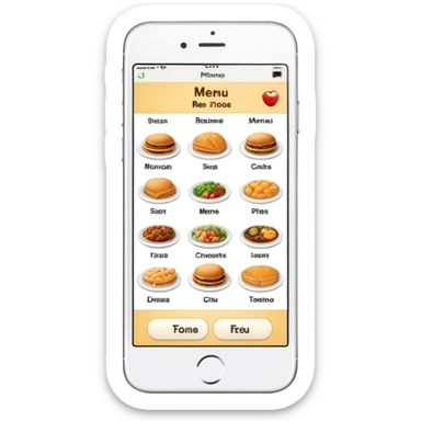 Generate an image of iphone16 and restaurant menu on the screen sticker