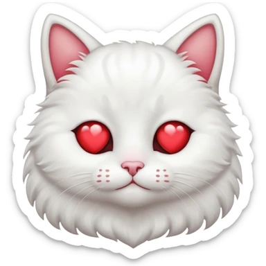 gato blanco con ojitos de corazón sticker