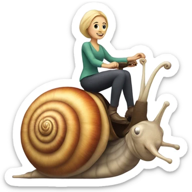 Caucasian Woman riding a snail sticker
