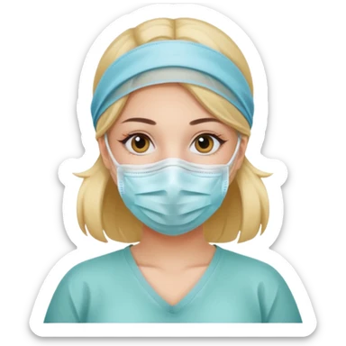 a beautiful girl wearing surgical mask sticker