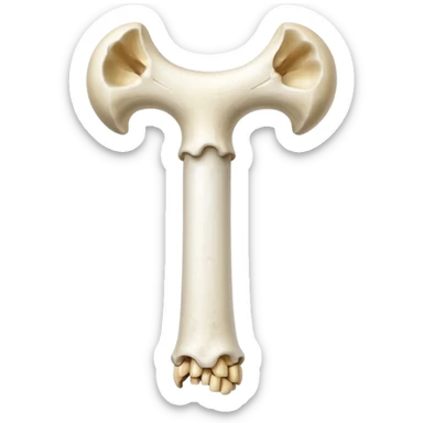 a femur bone with osteoporosis sticker