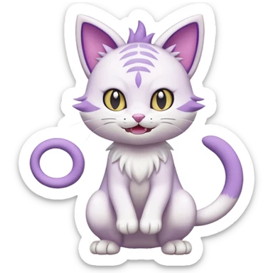 Delcatty-Purrloin-Meowth-Gatomon-fusion, full body sticker