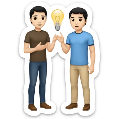 light skin black hair man  talking with a light skin and blonde hair man full body sticker