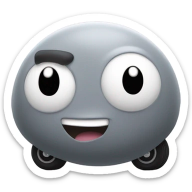 Metal cute mad Kirby bubble Gray ball driving on car wheels with mad eyebrows game sticker