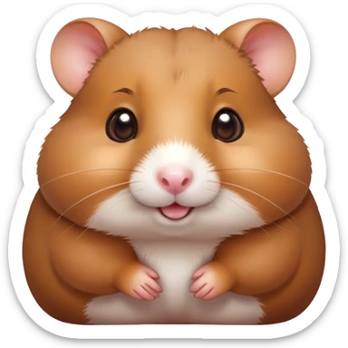 Cinematic Cute Brown Hamster Portrait Emoji, Head tilted playfully and inquisitively, featuring a glossy, rich brown coat with a delicate sheen, round, sparkling dark eyes filled with curiosity, Simplified yet irresistibly adorable features, highly detailed, glowing with a warm, friendly glow, high shine, affectionate and lively, stylized with a touch of whimsy, bright and endearing, soft glowing outline, capturing the essence of a mischievous yet loving hamster, so playful it feels like it could dash out of the screen and into your arms! sticker