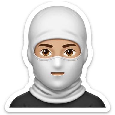 A confident hustler character wearing a white balaclava mask sticker