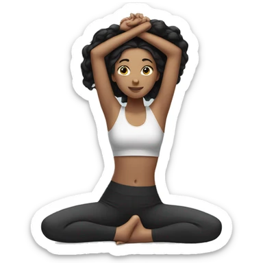 Girl with black hair in a yoga position  sticker