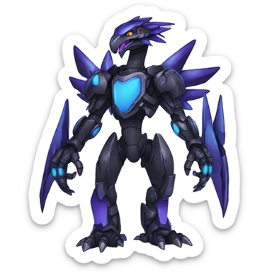  Cool Edgy Black Blue Purple Digimon-Fakemon-Raptor-Dragon-Mecha full body sticker