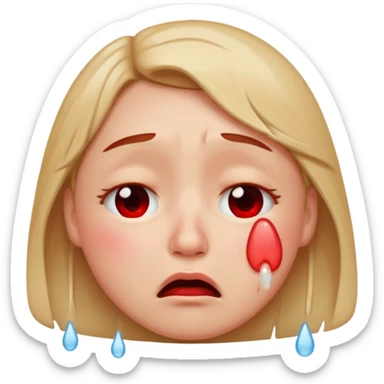 A very very very very loudly crying rolling on the floor face sticker