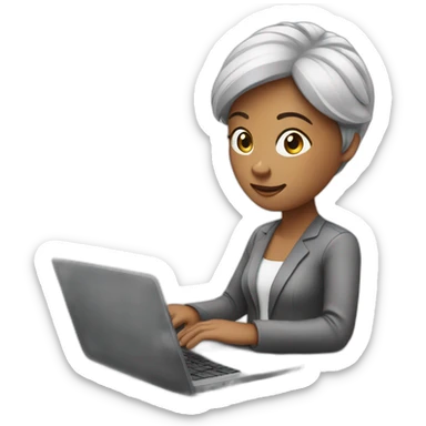 Lady working on laptop  sticker