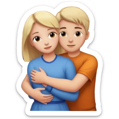 una chica con un chico abrazados viendo el atardecer sticker