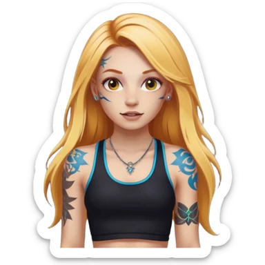 girl with long blonde hair and tattoos and an athletic ginger girl ravers sticker