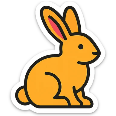 rabbit, lineal color icon with black outlines, simple and modern sticker