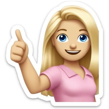 Blonde hair blue eyed girl with pink shirt giving thumbs up sticker