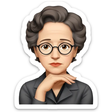 portrait of Hannah Arendt, thoughtful expression, no glasses, neutral background sticker