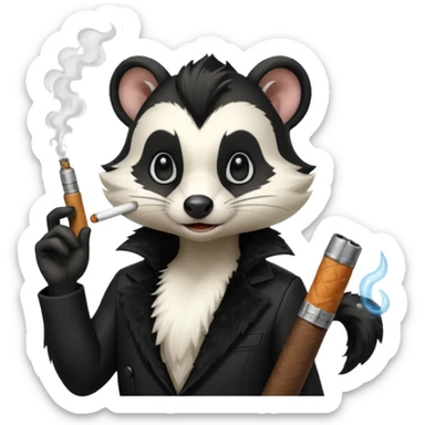 skunk smoking a cigarette with a gun sticker