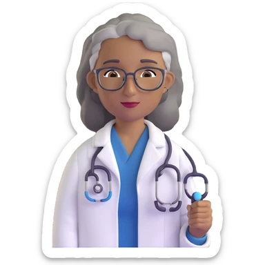 mature 60 year old doctor with stethoscope, gray hair, medium-dark tan skin tone, cinnamon skin, professional looking but not elderly sticker