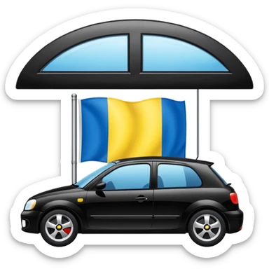 black car with a Ukraine flag sticker on the door sticker