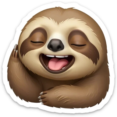 Cinematic Cute Yawning Sloth Portrait Emoji, Head tilted slightly with a dramatic, wide-open yawn, showcasing a languid, cuddly form with drowsy, half-closed eyes and an open, relaxed mouth, Simplified yet irresistibly adorable features, highly detailed, glowing with a soft, cozy glow, high shine, relaxed yet expressive, stylized with a dash of whimsical sluggish charm, soft glowing outline, capturing the essence of a drowsy yet affectionate sloth that appears ready to stretch out for a long nap! sticker