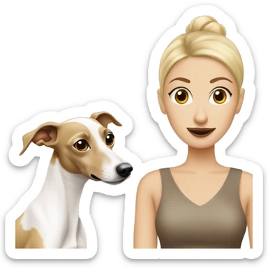 Dirty blonde woman with white and brown Italian greyhound sticker