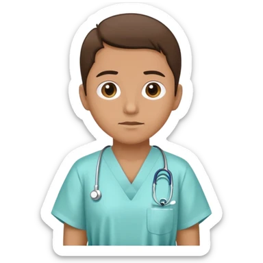 patient wearing a hospital gown, neutral expression sticker