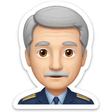 an old civil pilot with grey hair and no mustache sticker