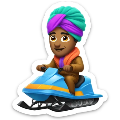 Indian on Snowmobile with turban  sticker