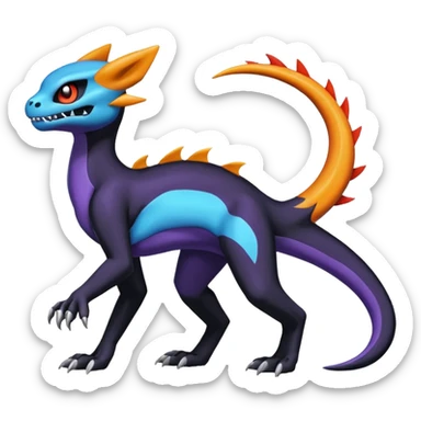 Shiny Duskull-Salandit-Umbreon-Charmeleon-Fakémon-hybrid-creature (full body)  sticker