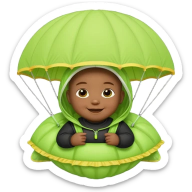 Skydiving black baby with parachute and UFO lime sticker