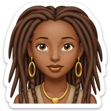 Black girl with long brown locs gold earrings  sticker