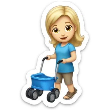 Caucasian-blonde-Girl-todler-with-a-blue-walker sticker