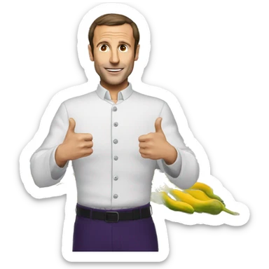 macron mange des aubergines  sticker